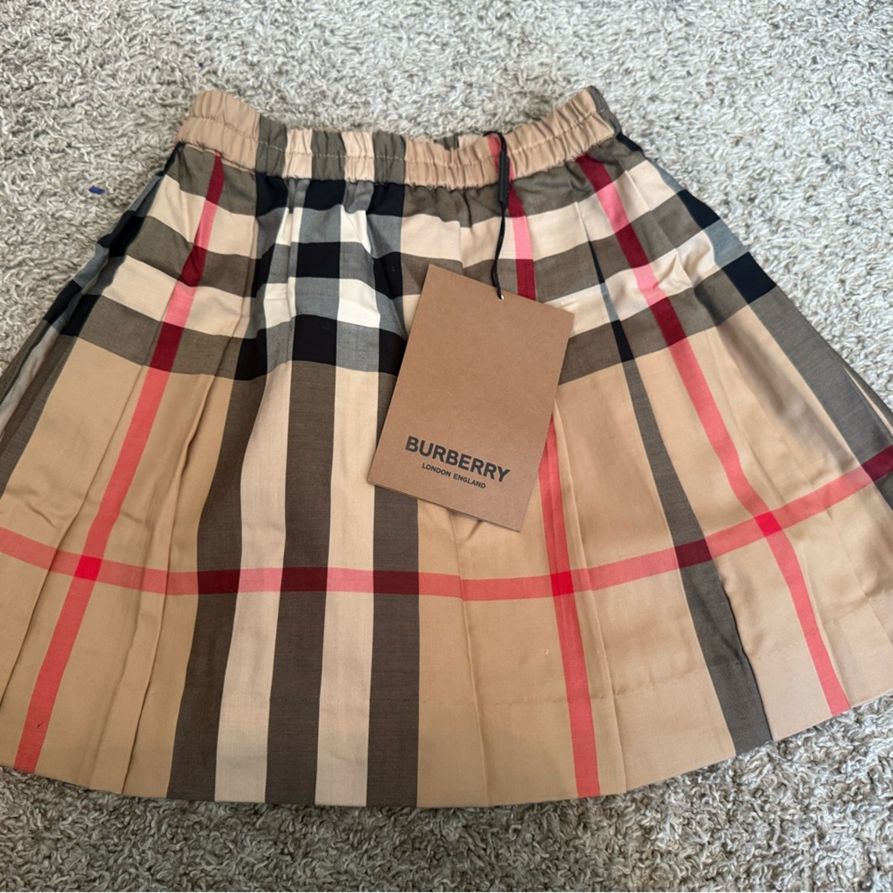 Burberry A-Line Skirt - Beige, Red, and Black